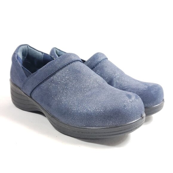 Ingaro Womens Size 7 Slip On Clogs Blue Glitter Textile - Picture 2 of 8